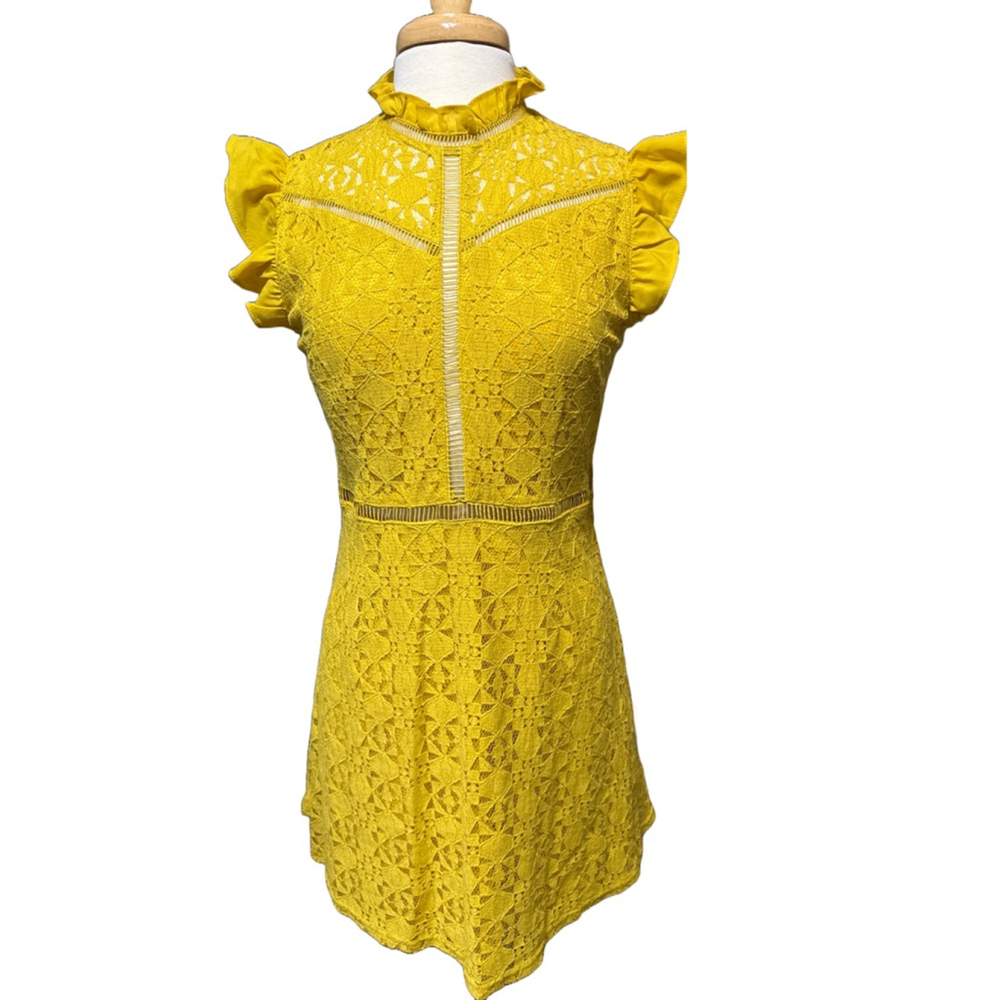 Altar’d State Yellow Lace Dress NEW Size L - Picture 1 of 7